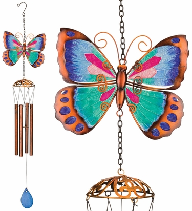 Green Butterfly Wind Chimes (Set of 2) - Click to enlarge