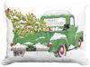 Green Christmas Truck Outdoor Pillow