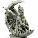 Green Fairy on Crescent Moon Statue