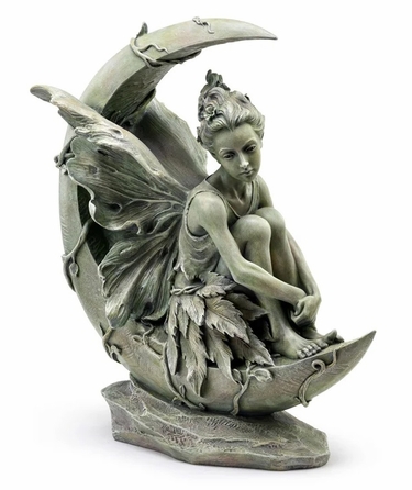 Green Fairy on Crescent Moon Statue - Click to enlarge