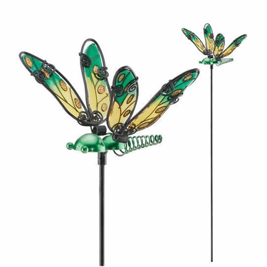 Green Glass Dragonfly Picks (Set of 6) - Click to enlarge