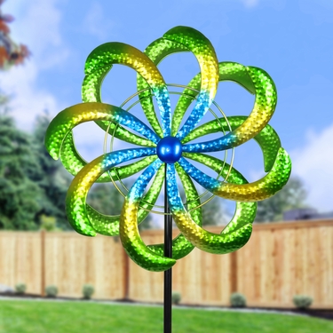 Green Ombre Double Kinetic Wind Spinner - Click to enlarge