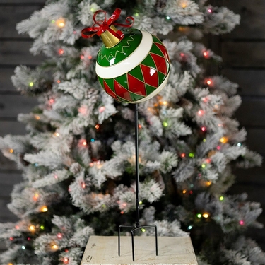 Green Christmas Ornament Garden Stake - Click to enlarge