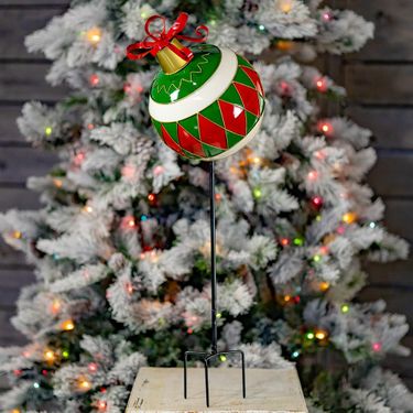 Green Christmas Ornament Garden Stake - Click to enlarge