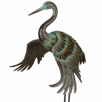 Green Patina Crane Bird - Wing Down Green Patina Crane Bird - Wing Down