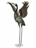Green Patina Crane Bird - Wing Up