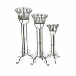 Iron Pedestal Plant Stands (Set of 3) - Antique Green