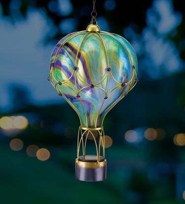 Green Swirl Solar Hot Air Balloon Lantern - Click to enlarge
