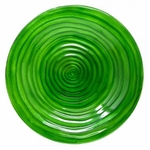 Green Swirls Glass Birdbath w/Stand