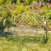 Victorian Style Iron Garden Bench - Antique Green
