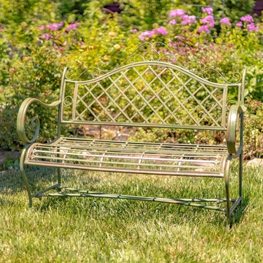 Victorian Style Iron Garden Bench - Antique Green - Click to enlarge