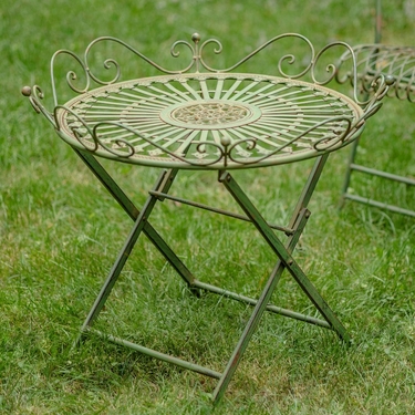 Victorian Style Iron Garden Table - Antique Green - Click to enlarge