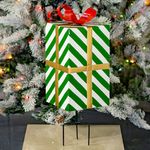 Green & White Metal Gift Box Garden Stake
