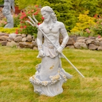 50" Antique Grey Magnesium Merman Holding Trident