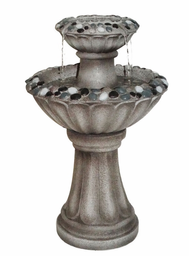 Grey Pebble Pedestal Fountain - Click to enlarge