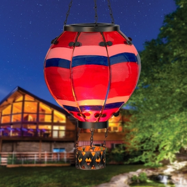 Solar Hand Painted Hot Air Balloon Lantern - Medium - Click to enlarge