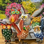 Hand-Painted Metal Owl Birds (Set of 6)