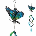 Hanging Blue Monarch Butterfly Wind Spinner