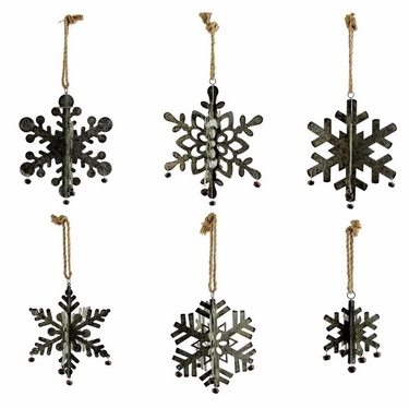 Hanging Galvanized Folding Snowflakes (Set of 6) - Click to enlarge