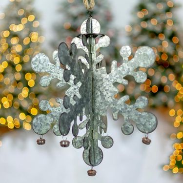 Hanging Galvanized Folding Snowflakes (Set of 6) - Click to enlarge