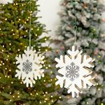 Large Iron Hanging Snowflakes w/LED (Set of 3)