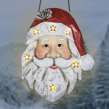 Hanging Santa Claus w/LED Stars & Timer - Click to enlarge