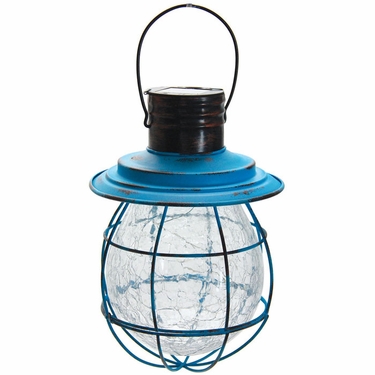 Hanging Solar Lantern with 6 LED String Light - Blue - Click to enlarge