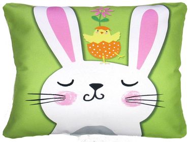 Happy Bunny & Spring Chick Outdoor Pillow - Click to enlarge
