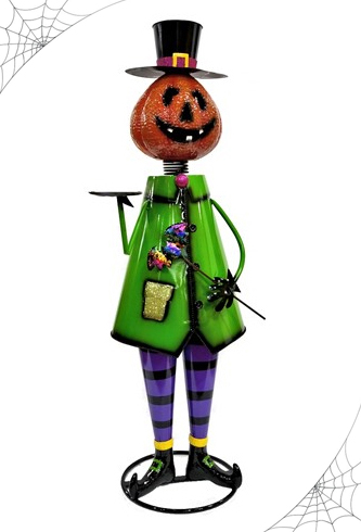 Happy Halloween Iron Pumpkin Statue - Click to enlarge