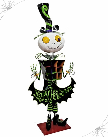 Happy Halloween Iron Skeleton Decor - Click to enlarge
