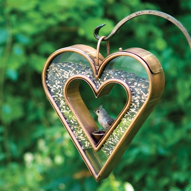 Heart Copper Fly-Thru Bird Feeder - Click to enlarge