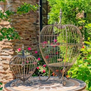 Heart-Shaped Cage Plant Stands (Set of 2) - Frosted Gold - Click to enlarge