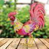 Henna Rooster Decor - Yellow/Red