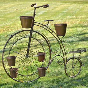High Wheel Bicycle Planter - Antique Bronze - Click to enlarge
