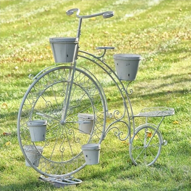 High Wheel Bicycle Planter - Antique White - Click to enlarge