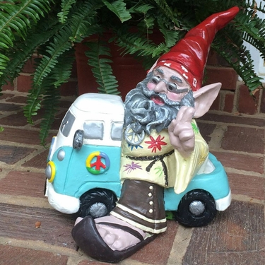 Hippie Gnome in VW Bus - Click to enlarge