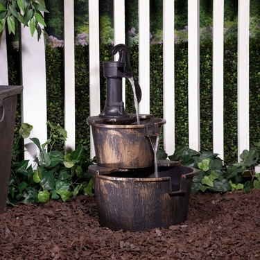 Historic Pump & Barrels Outdoor Fountain - Click to enlarge