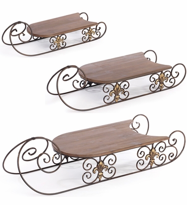 Holiday Antique Display Sleds (Set of 3) - Click to enlarge