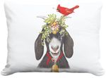Holiday Goat w/Cardinal Outdoor Pillow
