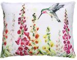 Hummingbird and Foxgloves Outdoor Pillow