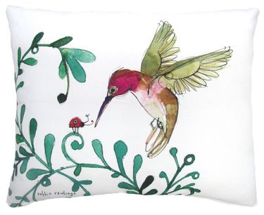 Hummingbird w/Ladybug Outdoor Pillow - Click to enlarge