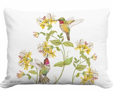 Hummingbird Duo w/Honeysuckles Outdoor Pillow - Click to enlarge