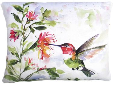 Hummingbird Feeding II Outdoor Pillow - Click to enlarge