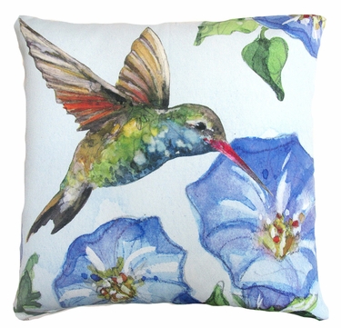Hummingbird w/Morning Glory 1 Outdoor Pillow - Click to enlarge