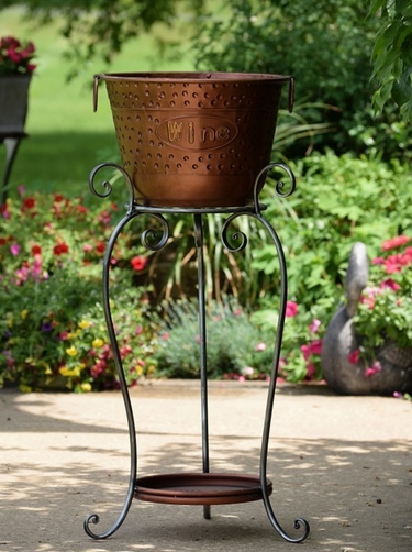 Iron Beer &  Wine Ice Bucket Stand - Click to enlarge