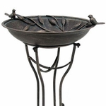 "Two Birds" Iron Bird Bath - Bronze Finish