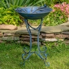 "Two Birds" Iron Bird Bath - Frosted Blue