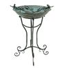 "Two Birds" Iron Bird Bath - Verdi Green