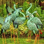Assorted Iron Blue Cranes (Set of 6)