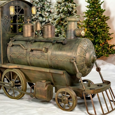 Bronze 16 Foot Iron Christmas Train - Click to enlarge